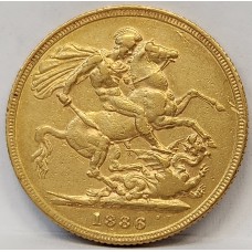 AUSTRALIA 1886 . ONE 1 SOVEREIGN . SYDNEY . GOLD